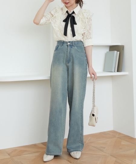 バイカラーリボンタイフリルブラウス/MAJESTIC LEGON(マジェスティック