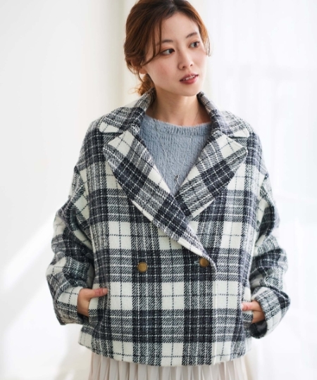 ループチェックショートPコート/le.coeur blanc(ルクールブラン