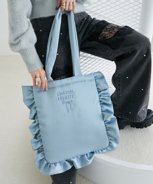 サテンフリルロゴトート/MAJESTIC LEGON(マジェスティックレゴン