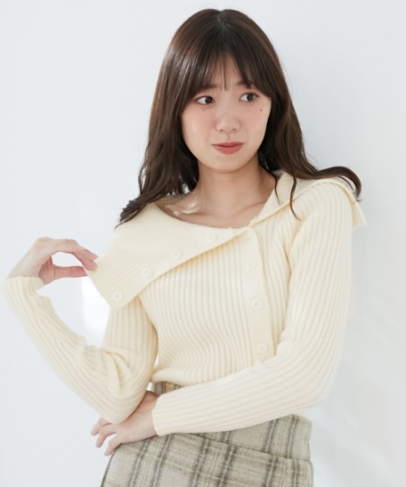 ビッグカラーボタンオフショルニット/MAJESTIC LEGON(マジェスティック