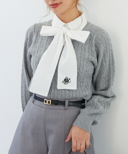 リボンタイセットシャツドッキングニット/MAJESTIC LEGON