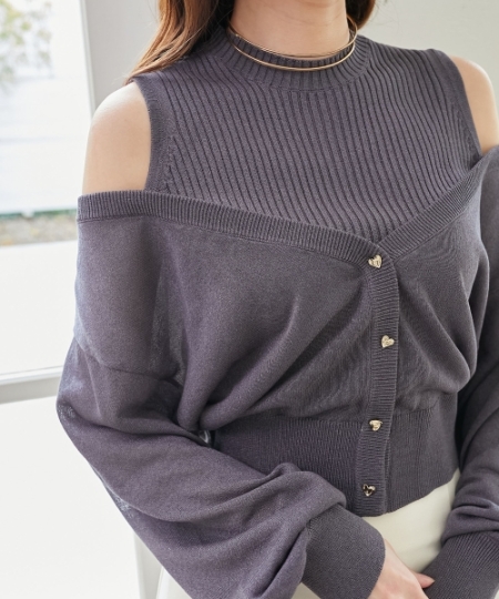 レイヤード風ボタンニット/MAJESTIC LEGON(マジェスティックレゴン