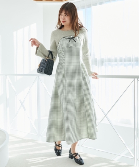 デコルテオープンニットセットワンピース/MAJESTIC LEGON