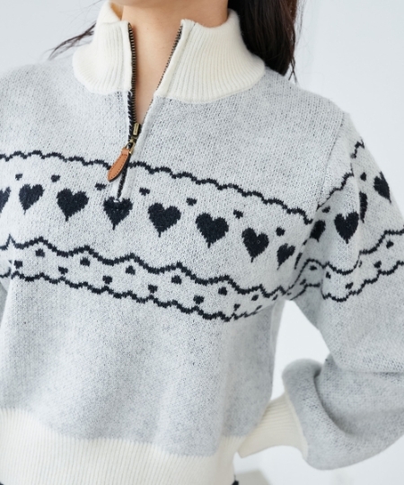 ハートジャカードハーフジップニット/MAJESTIC LEGON(マジェスティック