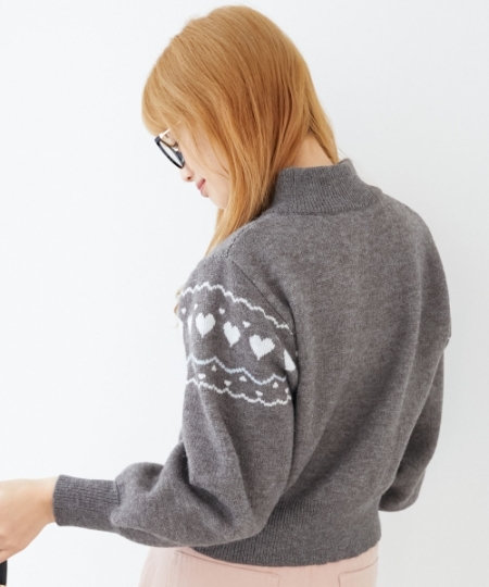 ハートジャカードハーフジップニット/MAJESTIC LEGON(マジェスティック