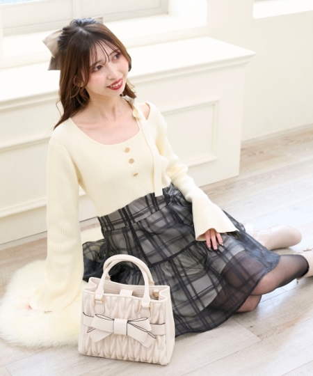 ショルダーリボンコルセットミニワンピ/MAJESTIC LEGON