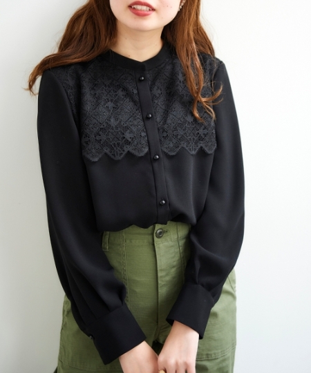 ヨークレースバンドカラーブラウス/le.coeur blanc(ルクールブラン