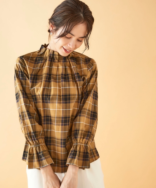 ハイネックギャザーチェックブラウス/le.coeur blanc(ルクールブラン