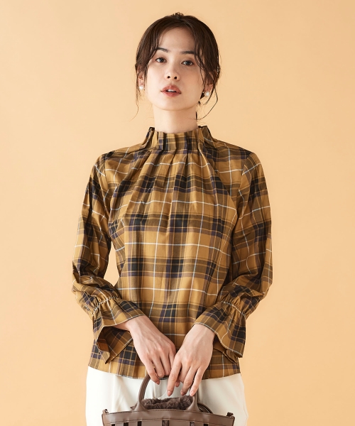 ハイネックギャザーチェックブラウス/le.coeur blanc(ルクールブラン