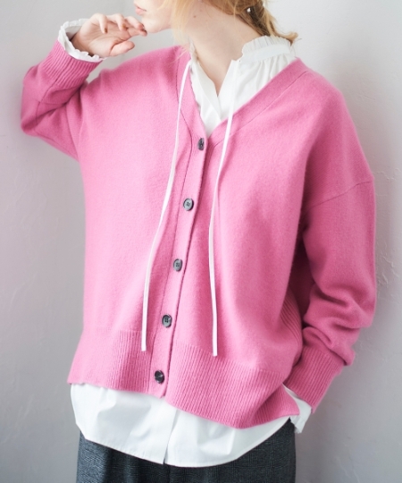 ウォッシャブルウールVネックカーディガン/le.coeur blanc(ルクール