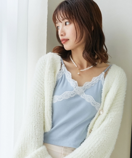 カップ付きレーストリムキャミソール/MAJESTIC LEGON(マジェスティック