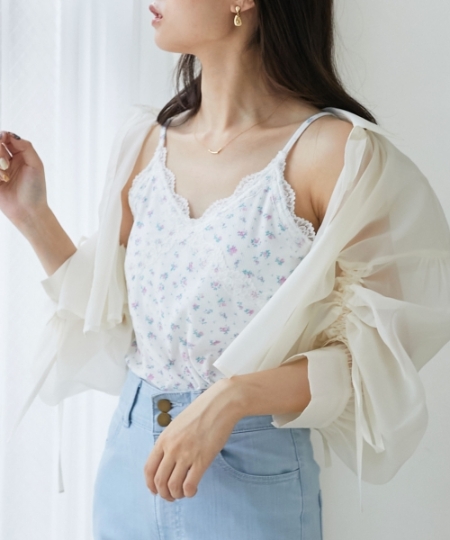 カップ付きレーストリムキャミソール/MAJESTIC LEGON(マジェスティック