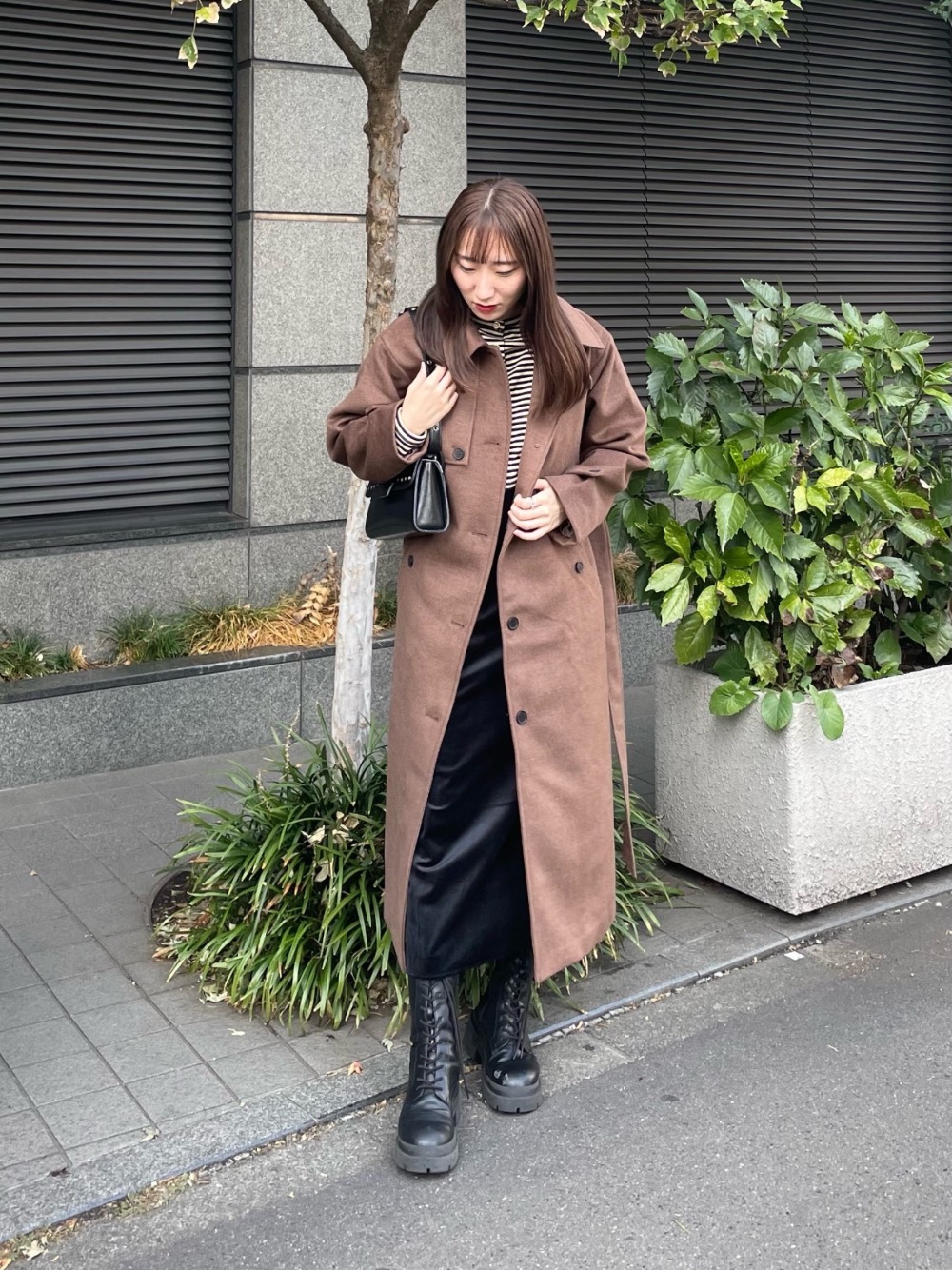 ウールライク スタンドカラーロングコート | shion | TINA：JOJUN