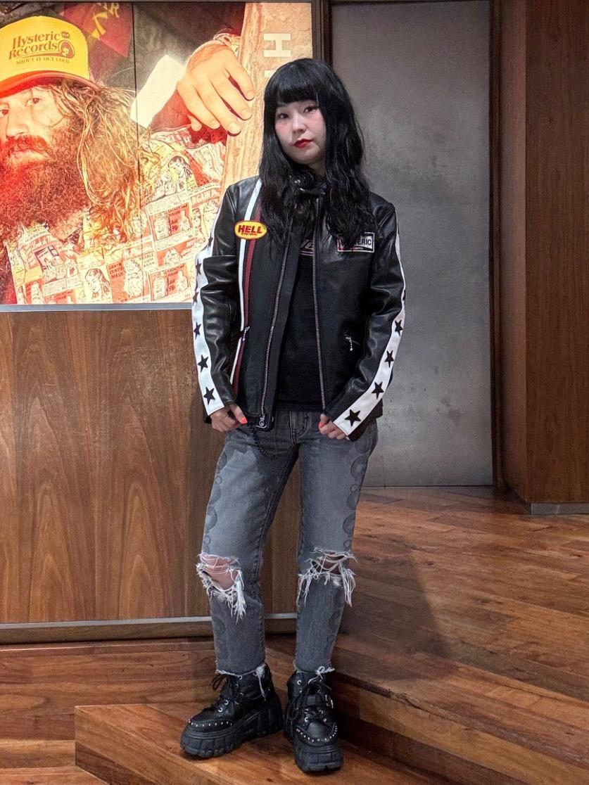 ヒステリックグラマー バイクガール ベロア スカジャン 髑髏 ギャル男