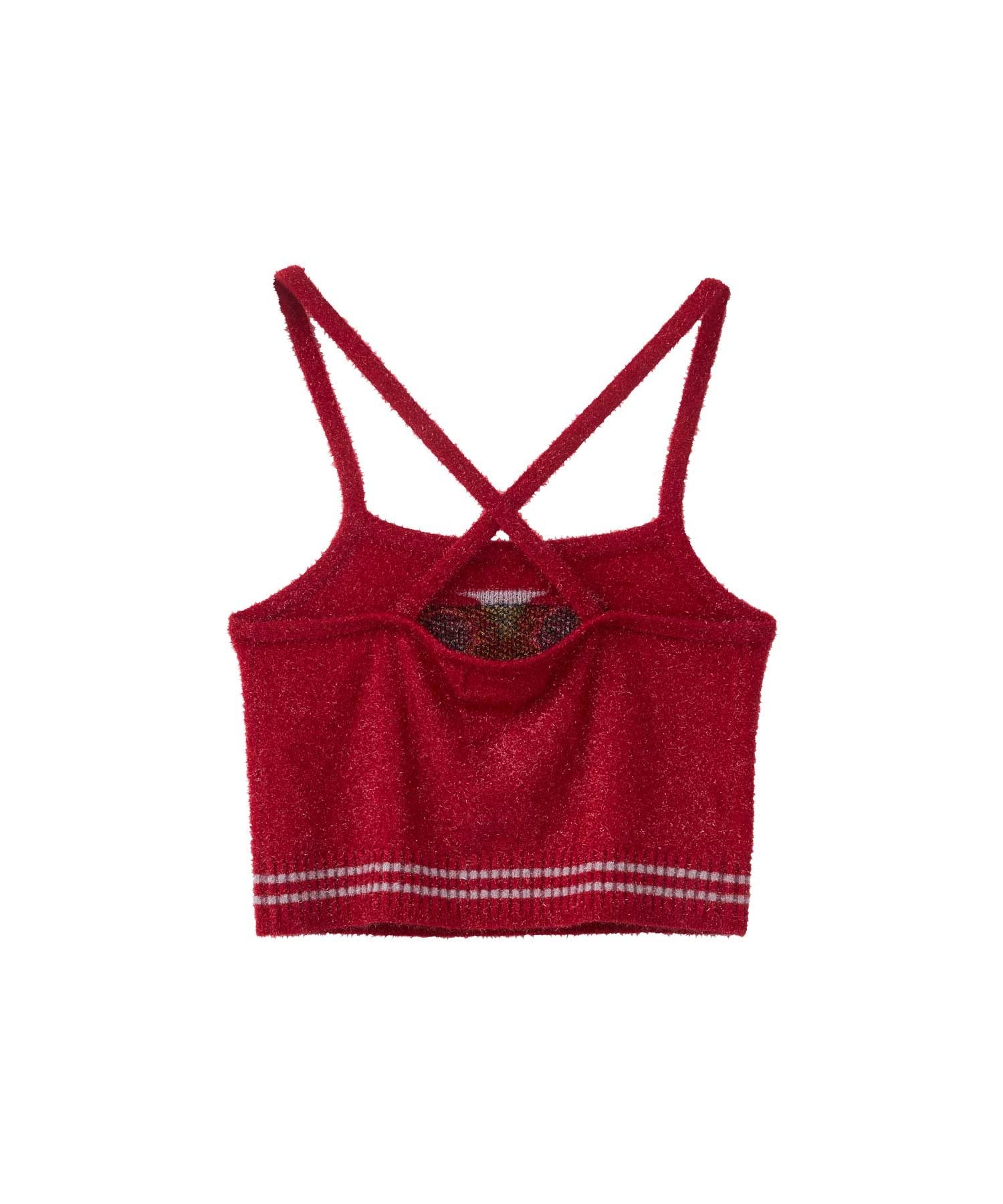 HYSTERIC GLAMOURフリルキャミソール ブラック/レッド HYSTERIC