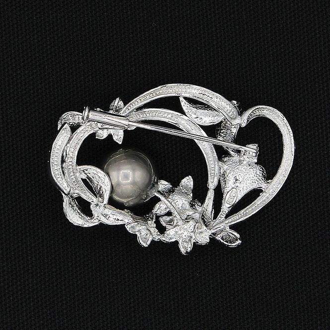 ブラックパール ブローチ 11mm SV925 黒真珠 タヒチ産 (25136