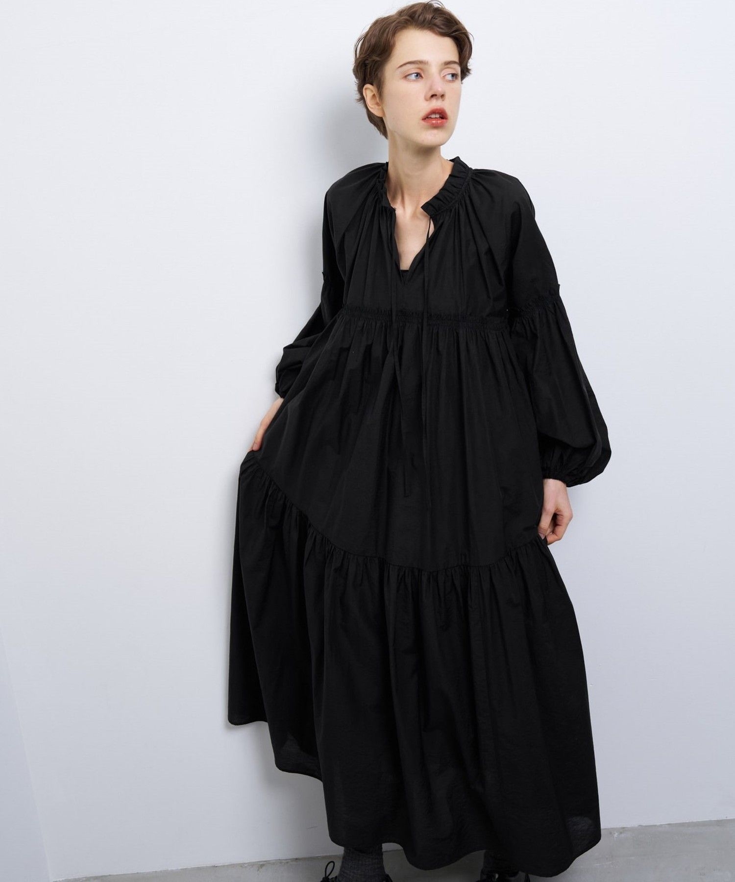 シアーワッシャータフタギャザーワンピース|LANVIN en Bleu | LANVIN