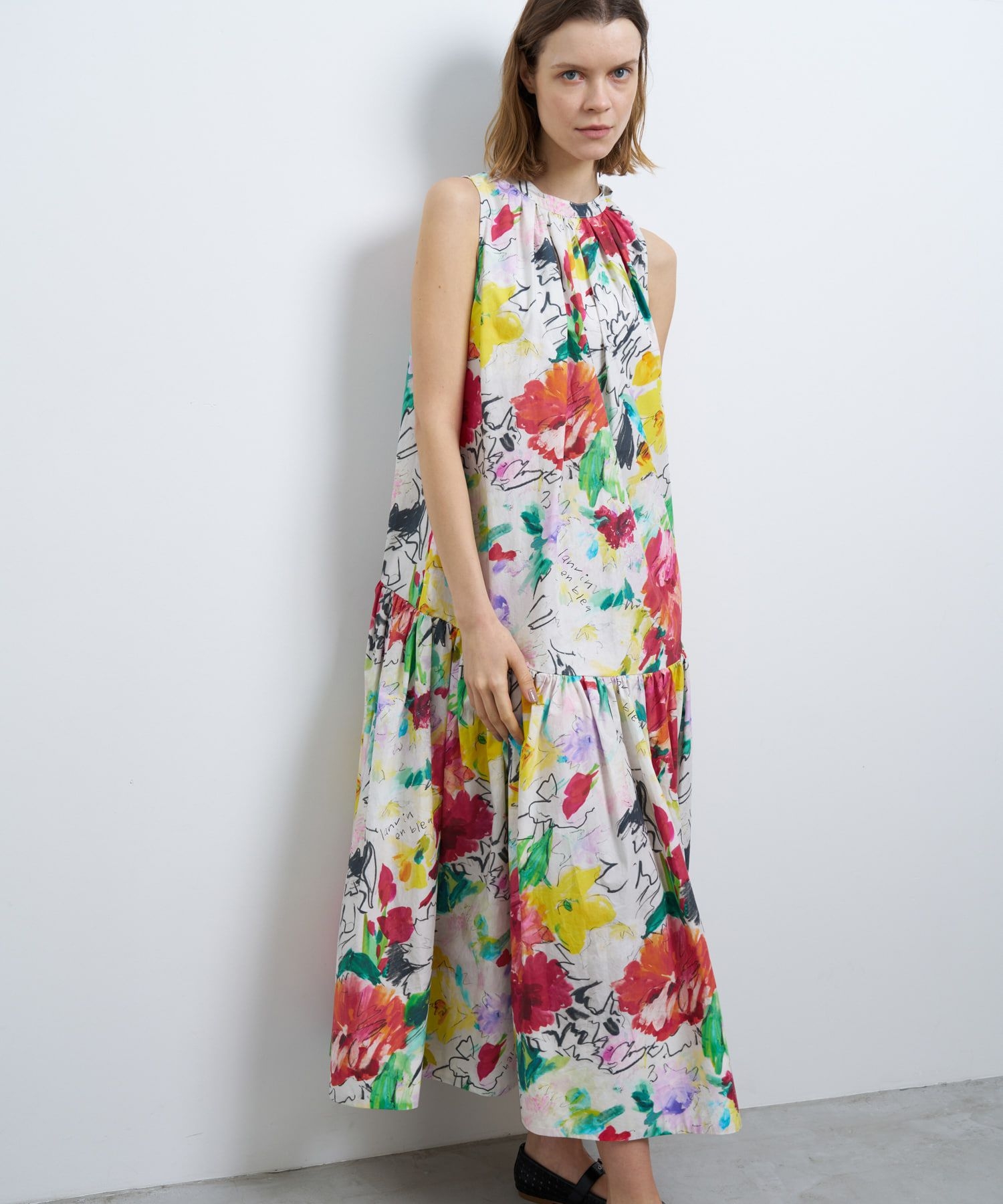 fleur de fleurプリントギャザーワンピース|LANVIN en Bleu | LANVIN