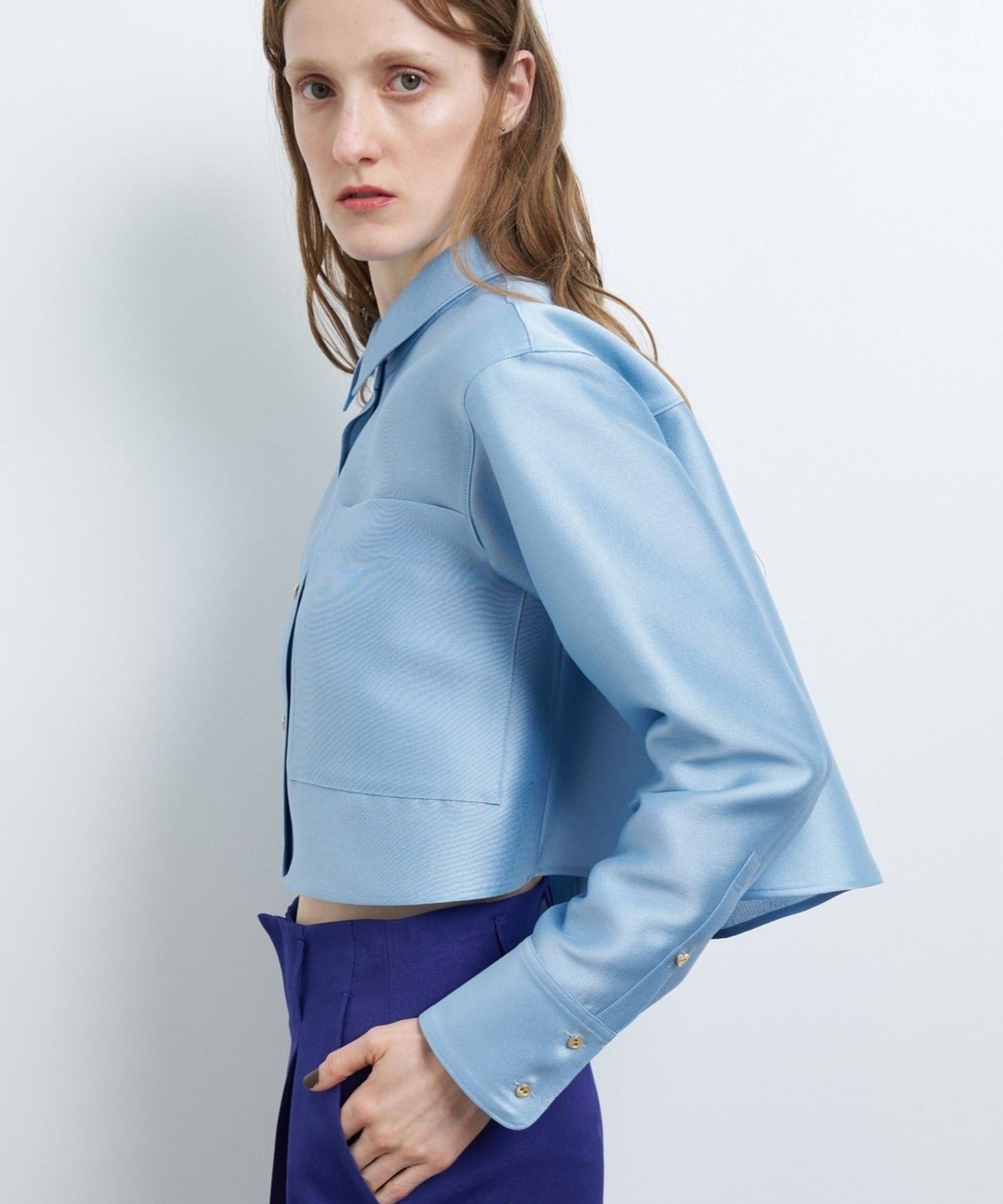 シルキーダブルクロスショートシャツ|LANVIN en Bleu | LANVIN en Bleu