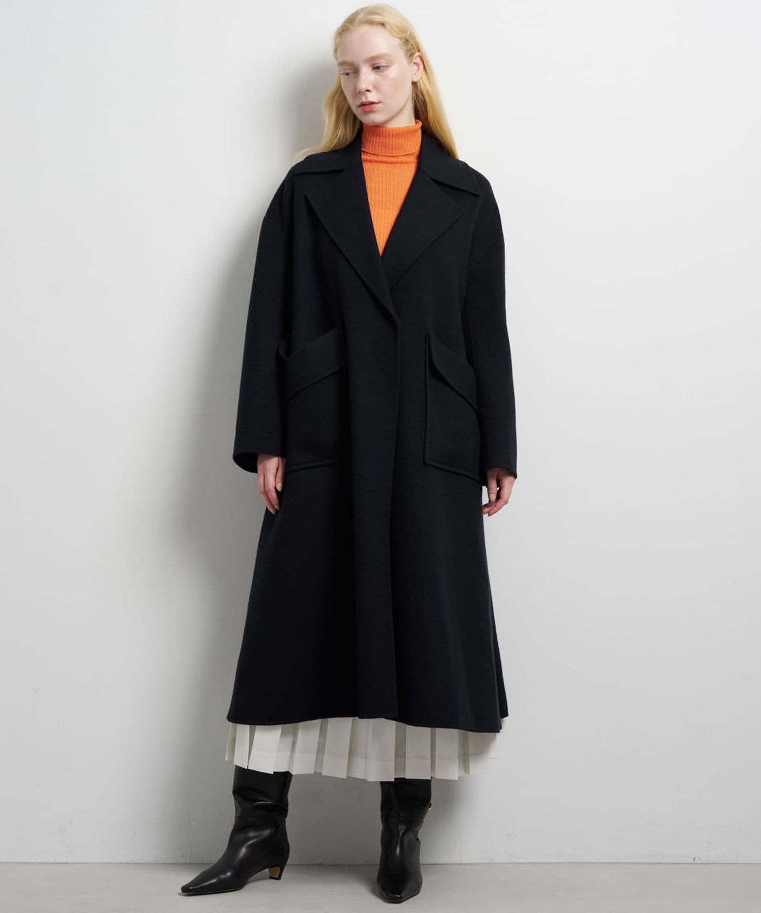 SUPER140 ウールリバーフレアコート|LANVIN en Bleu | LANVIN en Bleu