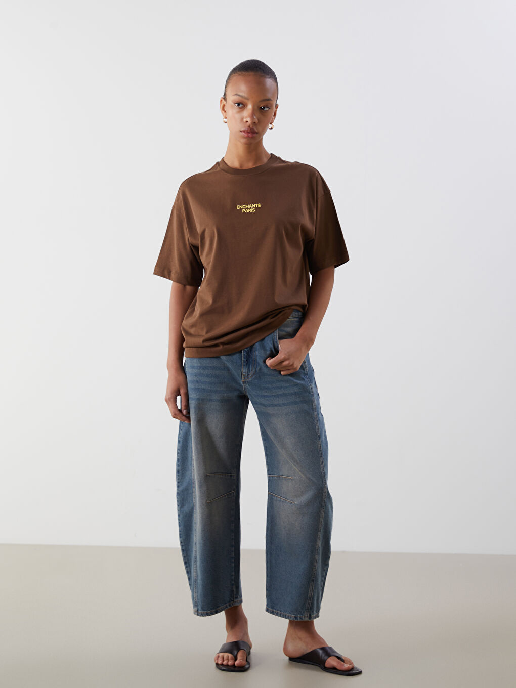 LCW Vision Crew Neck Paris Printed Oversize Women's T-Shirt