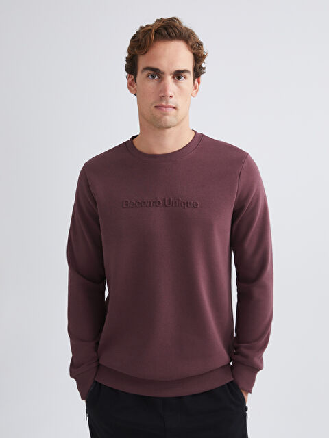 LCWAIKIKI Classic Bisiklet Yaka Baskılı Erkek Sweatshirt