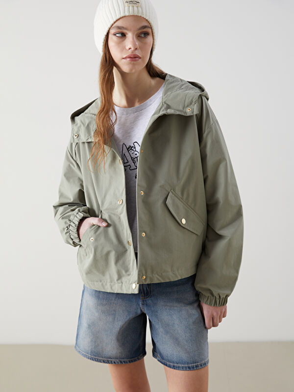 XSIDE Kapüşonlu Oversize Kadın Mont - W54827Z8-KEL | LCW