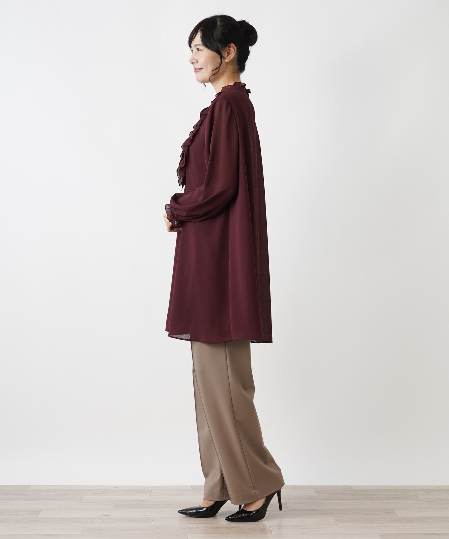 チュニック丈フロントフリルブラウス【プラス企画】|レリアン プラス