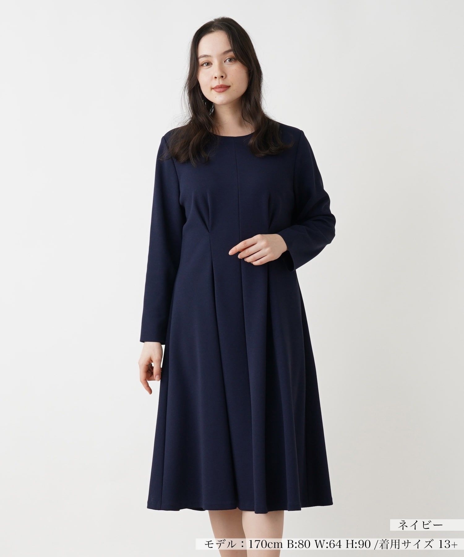 プリーツフレアワンピース【Leilian WHITE LABEL】|レリアン プラス