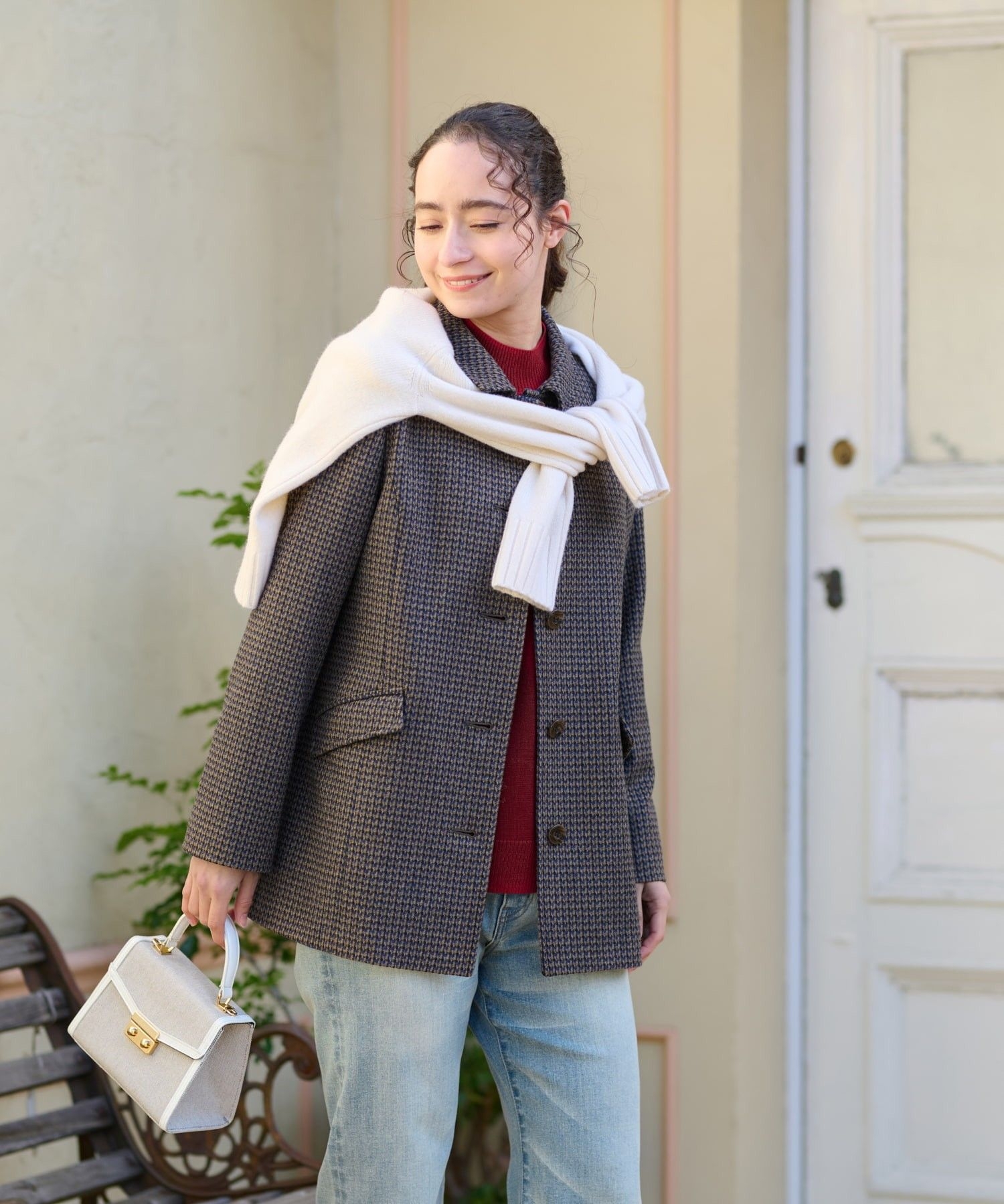 ジャージのチェックコート【MANTECO】【RECYCLE WOOL】|キャラ・オ