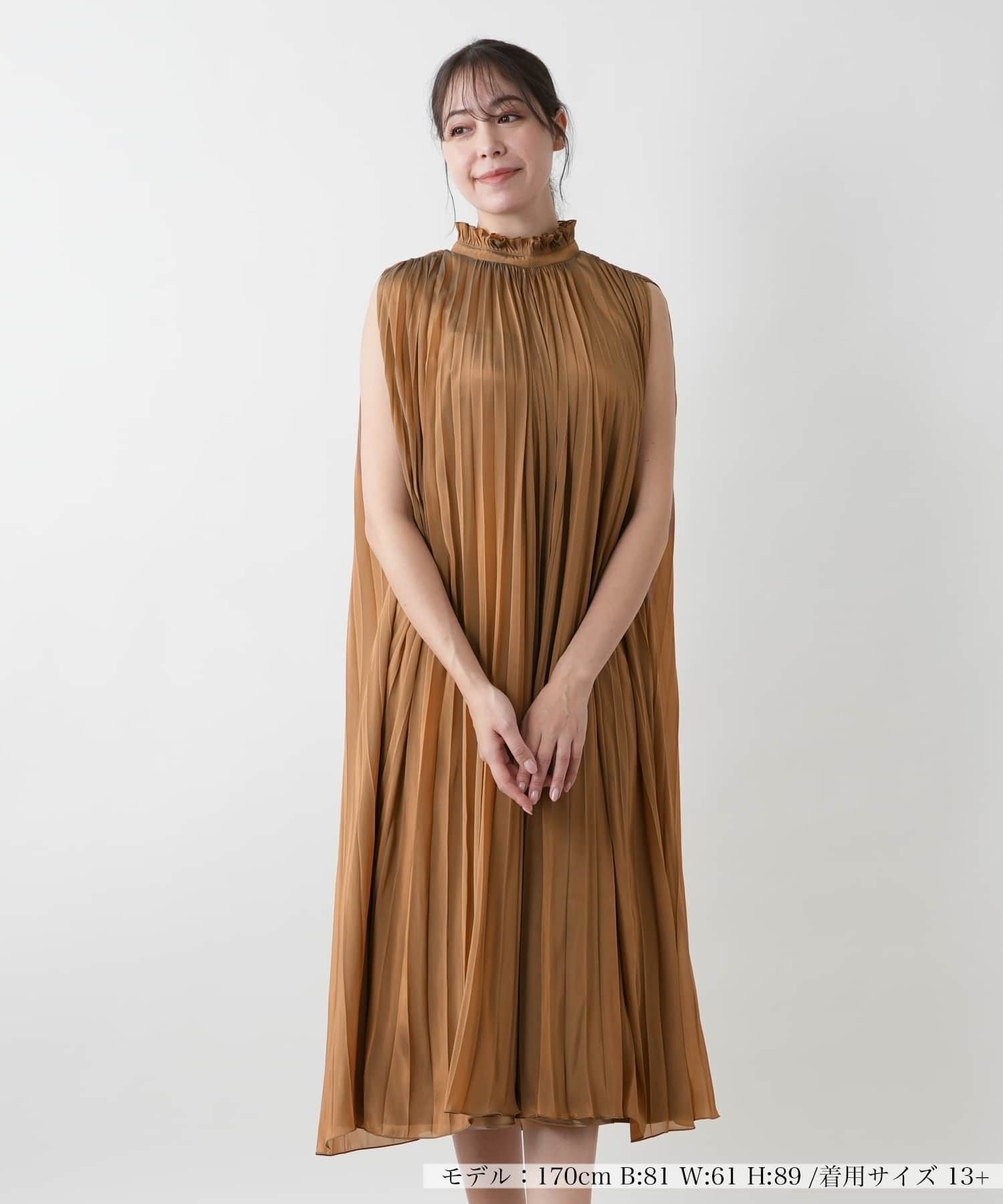 店舗人気】プリーツノースリーブワンピース【BOURGE】|レリアン プラス