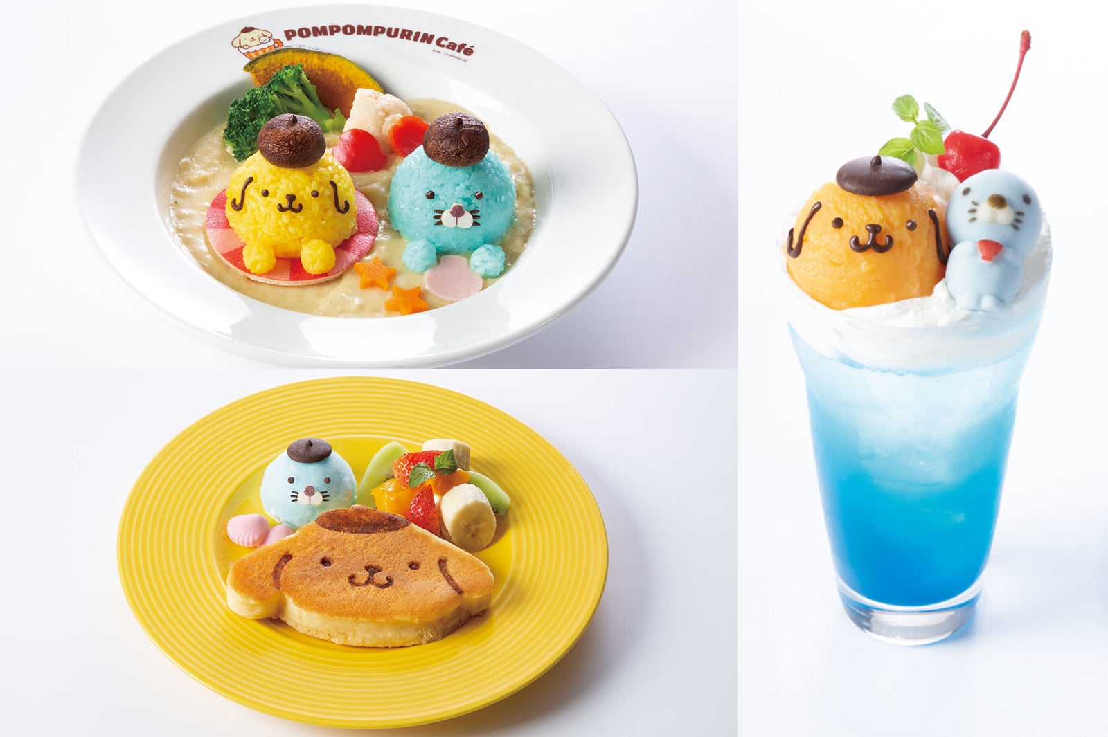 ぼのぼの×ポムポムプリンカフェ 海水浴イメージのゆるカワなコラボ