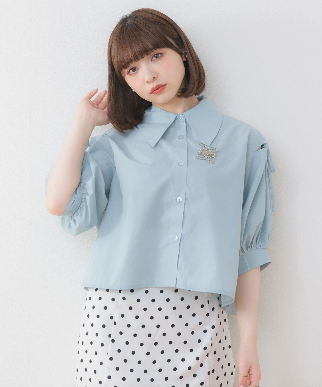 ブローチ付クロップドSH|ems excite | RETRO GIRL ONLINE STORE レトロ