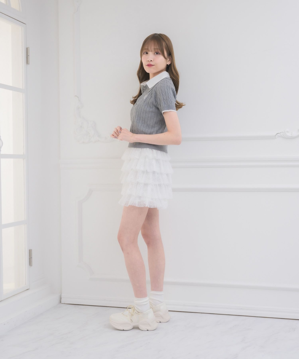 ZIPシャツレイヤード風NT|ems excite | RETRO GIRL ONLINE STORE