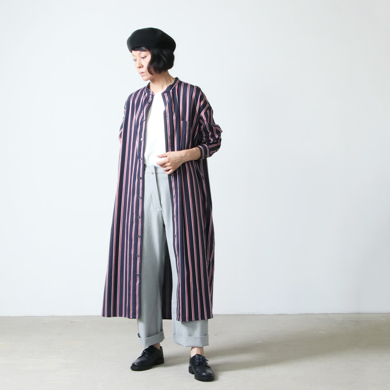 TICCA (ティッカ) ノーカラースクエアビッグロングシャツ