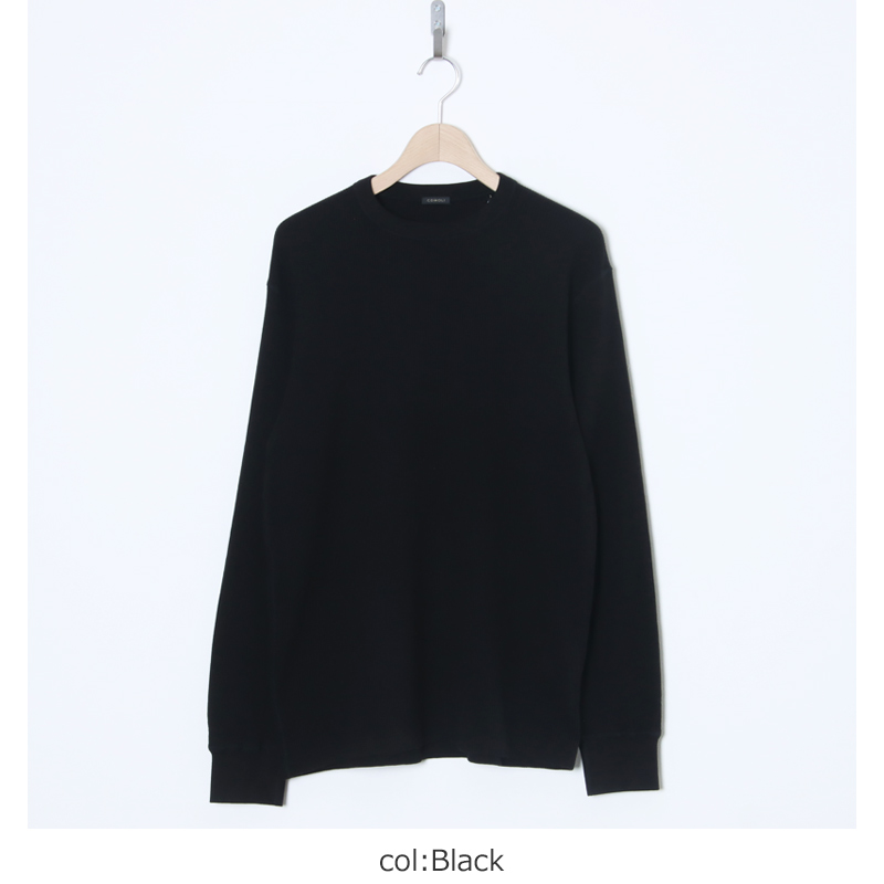 COMOLI (コモリ) コットンカシミヤ ワッフル長袖クルー