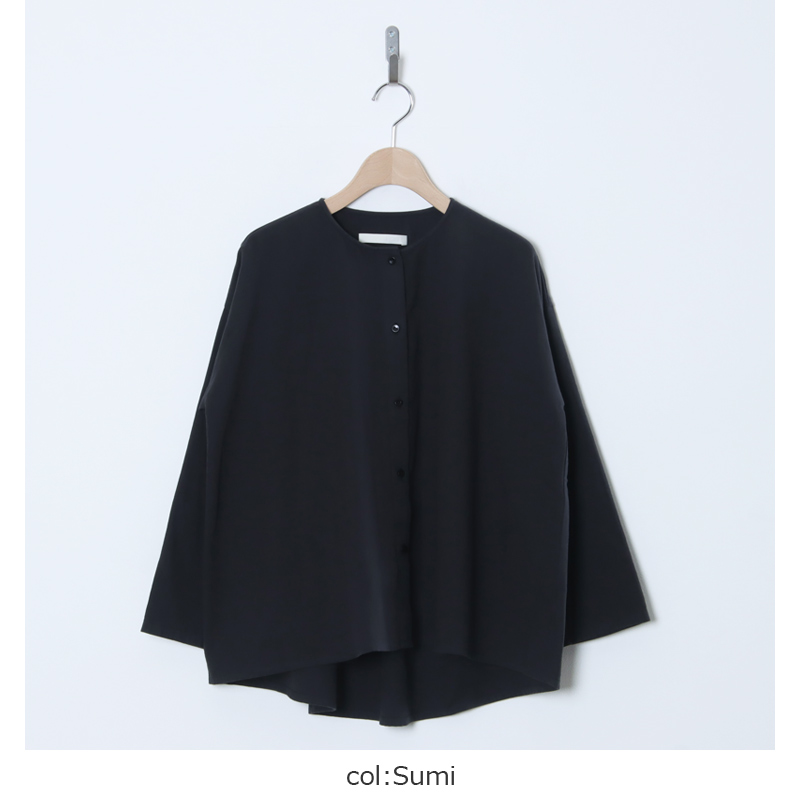 evameva (エヴァムエヴァ) cotton wool no collar shirt / コットン