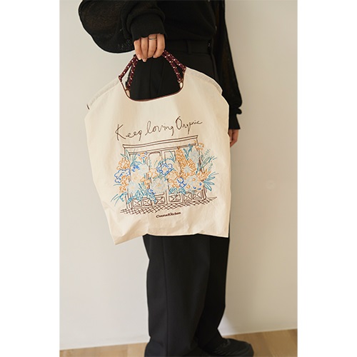 Ball & Chain】Cosme Kitchen Flower エコバックWH ｜バッグ・ポーチ