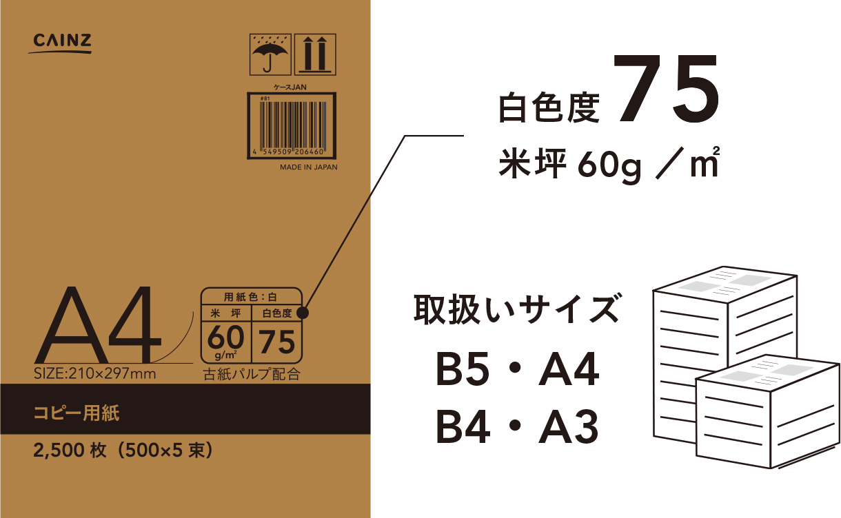 ケース販売】コピー用紙 A3 白 500枚×3束入 | 文房具・事務用品 通販