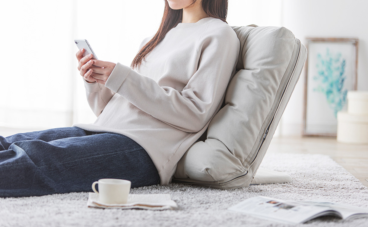 持ち手付カバー洗える背もたれイス FLepoco グレー 幅57cm 奥行44