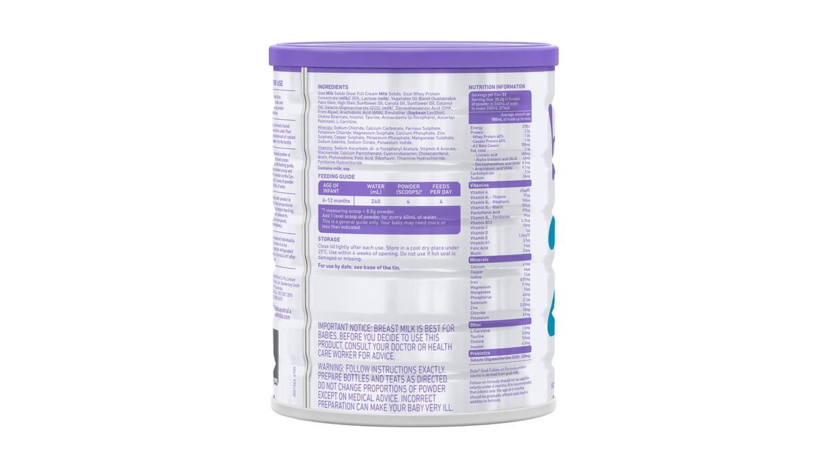 Bubs 6-12 Months Stage 2 Easy Digest Goat Milk Follow-On Formula