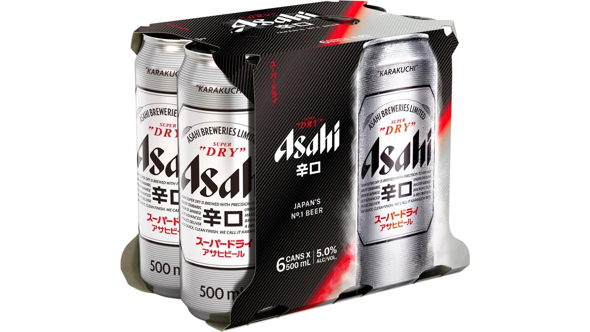 Asahi Super Dry Lager Cans (500 ml x 6 pk) | Delivery Near Me