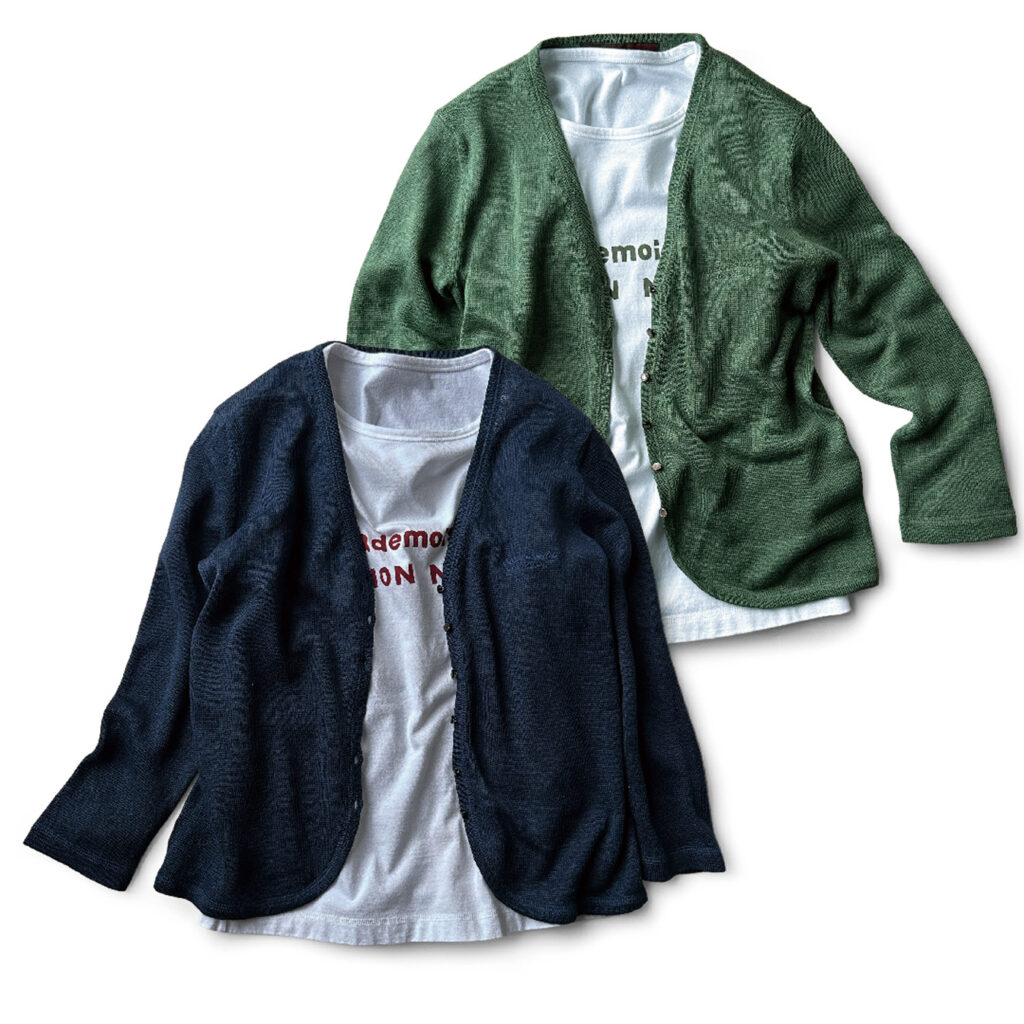 ユーロリネンの光沢が美しい、〈マドモアゼルノンノン〉のニット