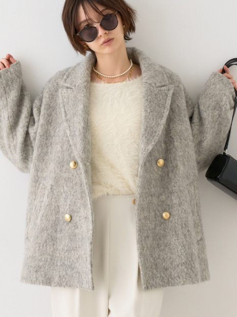 追加4】【一部店舗限定】ラメシャギースライバーPコート/ピーコート