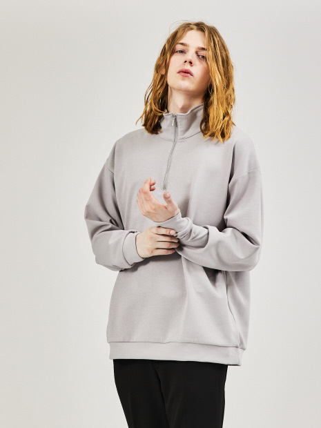 AH ABAHOUSE】ポンチ ハーフジップ スタンドカラー スウェット / ロンT