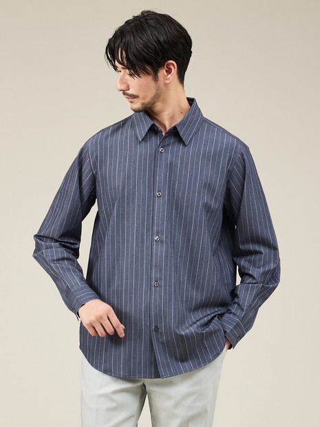 定番】レギュラーカラーストライプシャツ｜ABAHOUSE GRAY / アバハウス