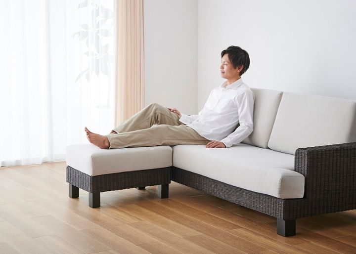 シン・ソファ オットマンv02 (ラタン) ～幅650mm・奥行450mm・使い勝手