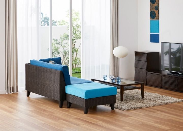 ラン・コンパクトソファ オットマン (ラタン)～狭いリビングダイニング