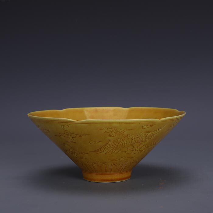 大明弘治黄釉双凤纹斗笠碗，古玩收藏界的宠儿？🔥-仿古瓷器-淘宝好物网