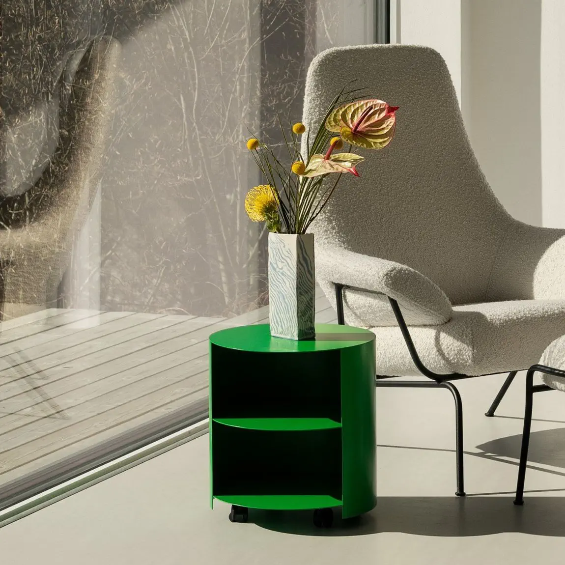 現代風サイドテーブル - HIDE - hem - 粉体塗装スチール製 / パウダー